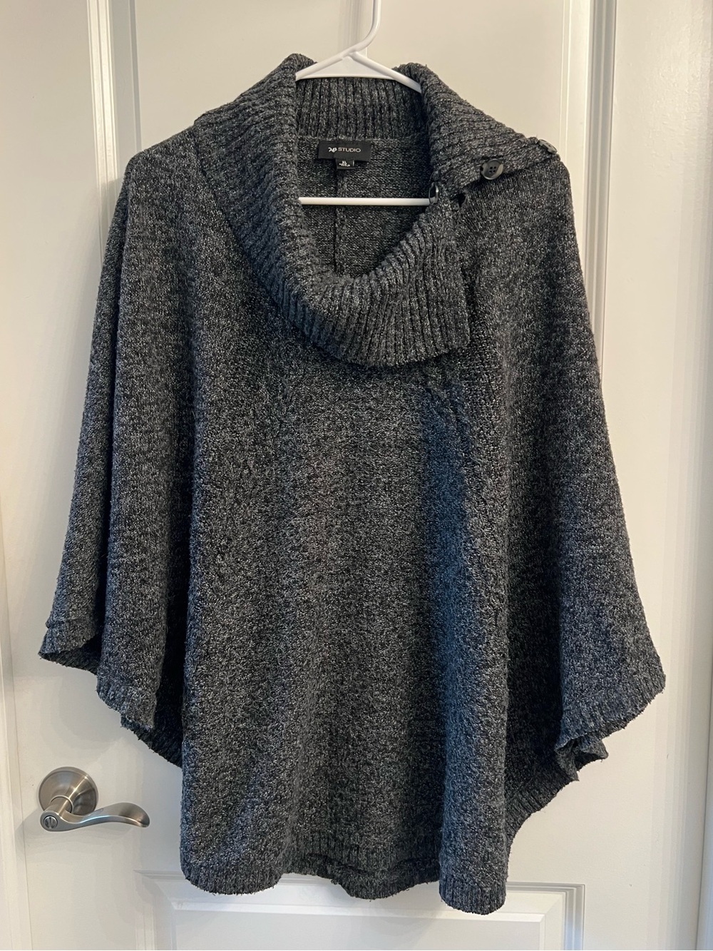 Navy Cozy Cowl-Neck Sweater Poncho